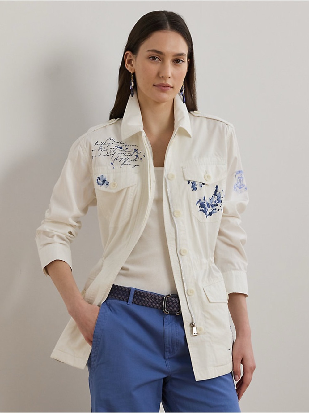 Lauren Ralph Lauren Nautical Graphic Utility Field Jacket White 0 XS/S NWT $325